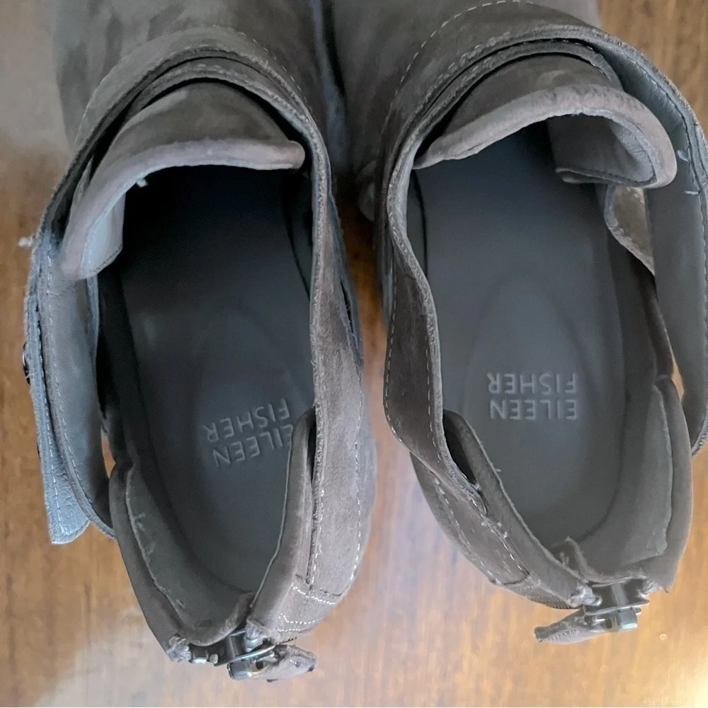 Eileen Fisher Brown Suede Ankle Wedge Heel 6.5